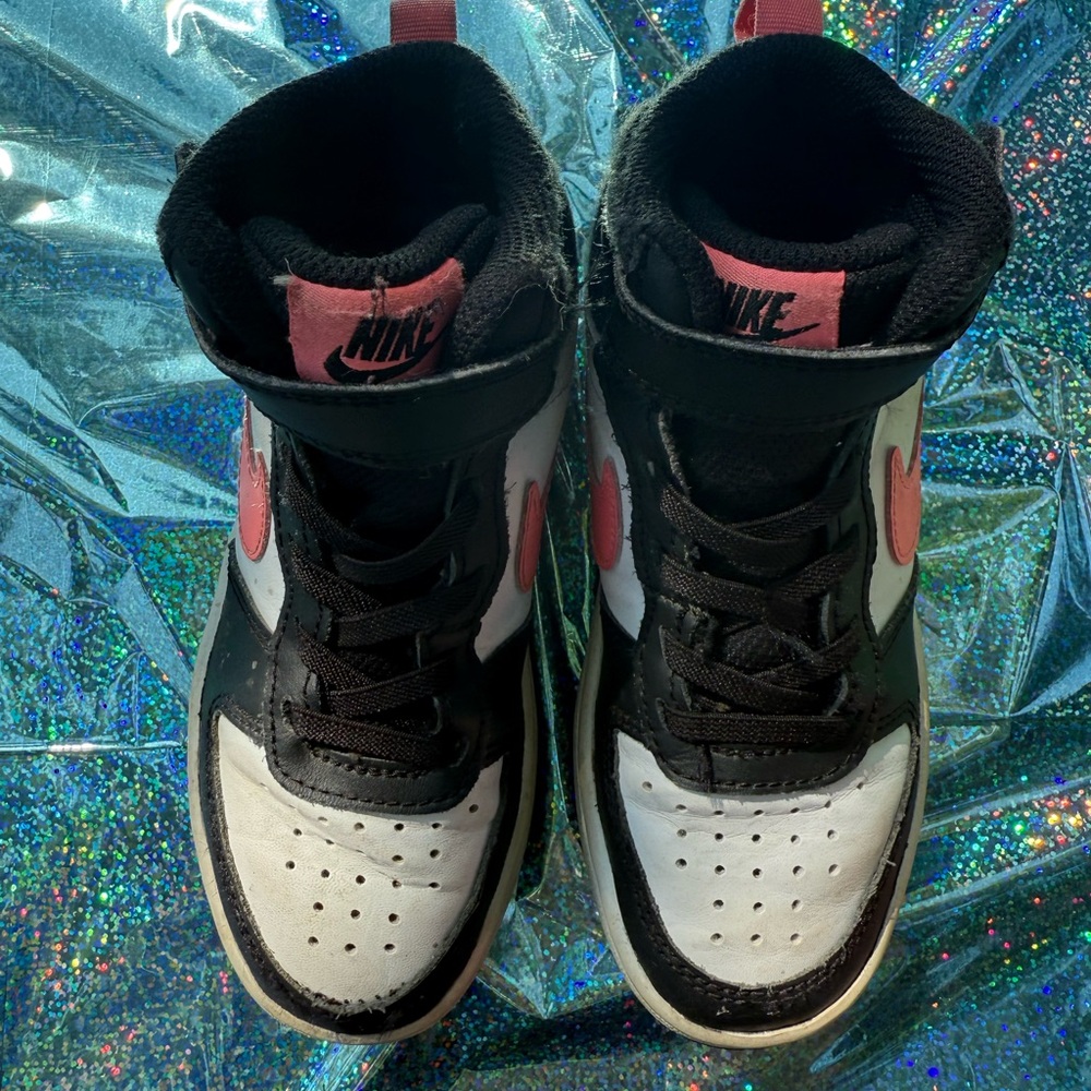 Nike Kids Black and Pink High-Top Sneakers